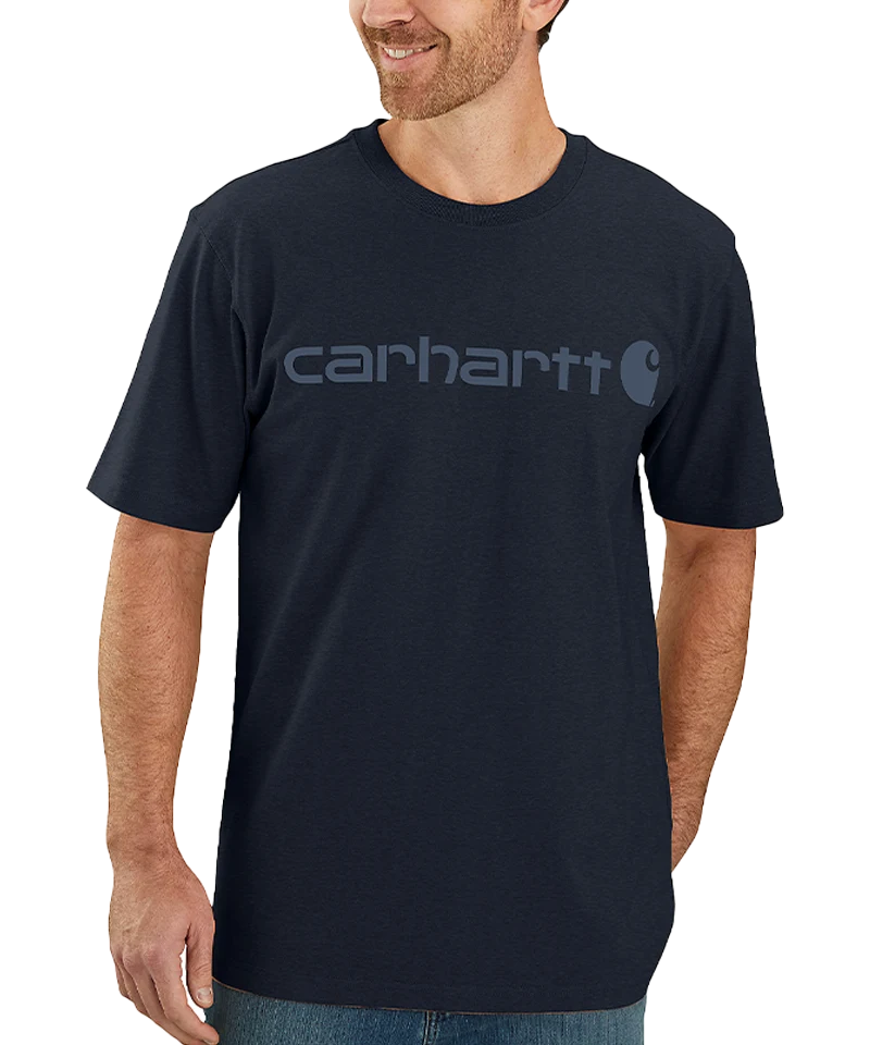 Carhartt Dearborn Relaxed Logo T-Shirt navy voorkant aan