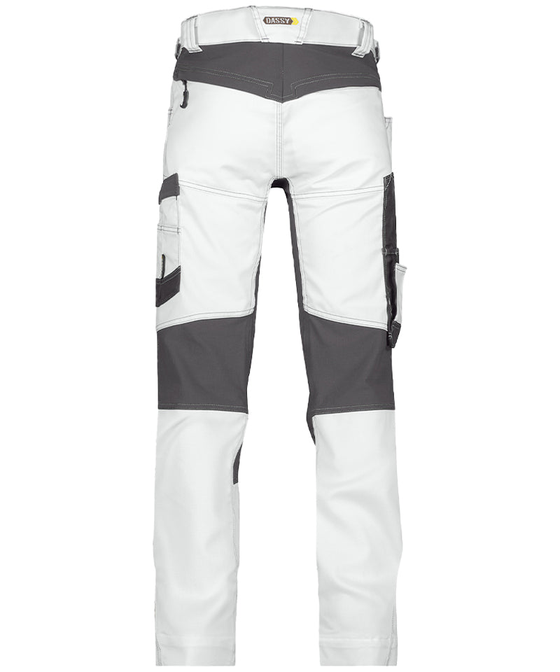 Schildersbroek stretch Dassy Helix wit achterkant