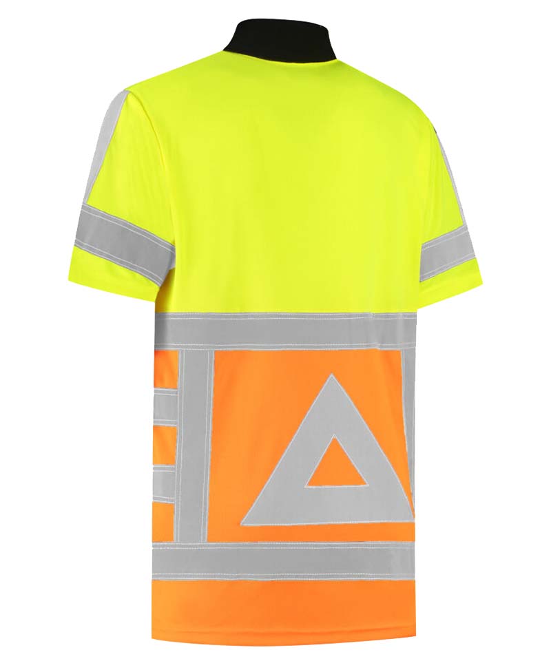 Verkeersregelaar polo met korte mouwen Geeloranje achterkant