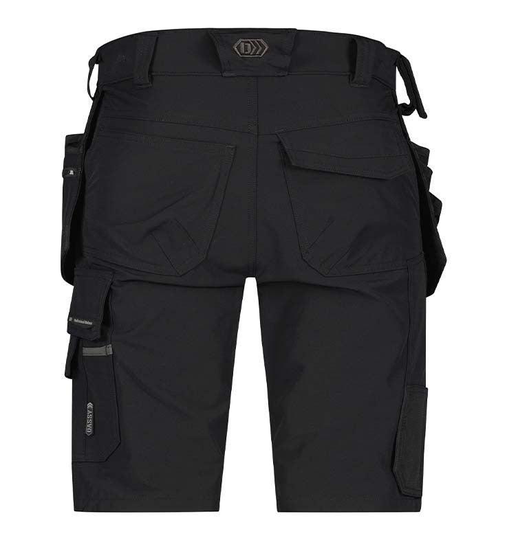 Korte werkbroek Aurax 4-way stretch achterkant zwart