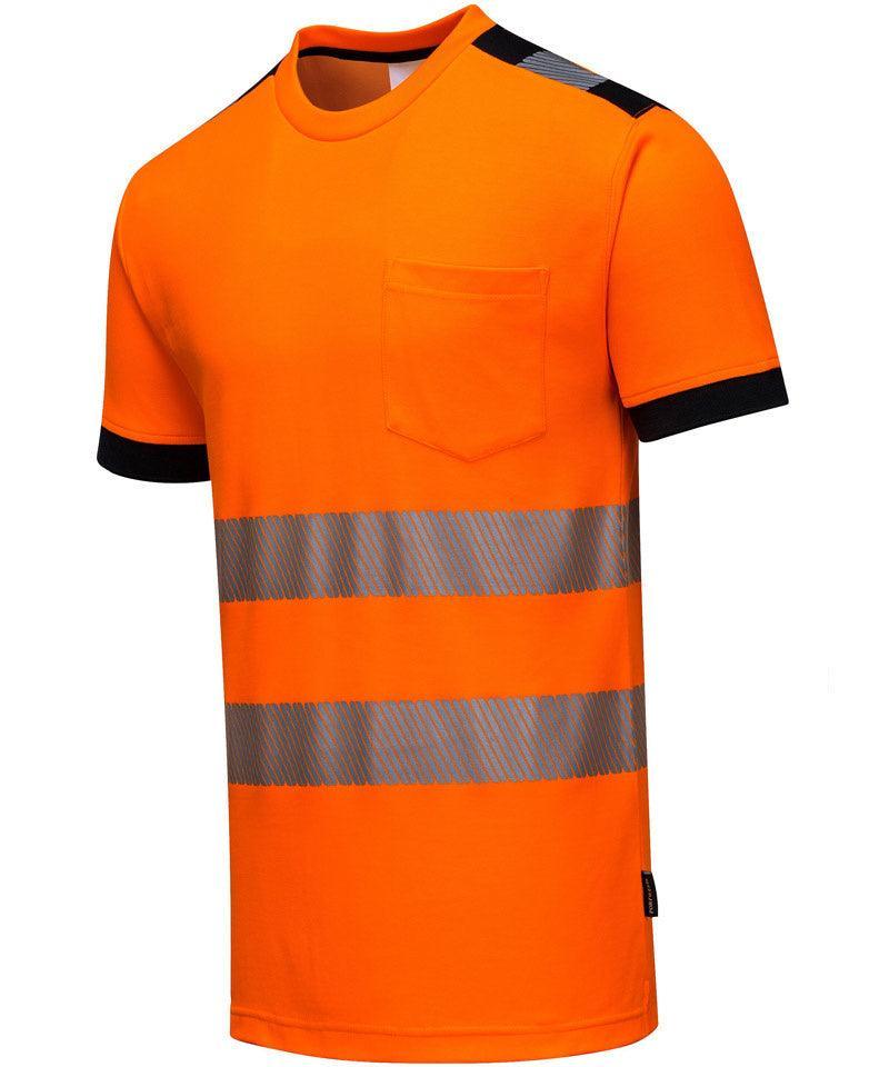 High-visibility t-shirt Vision oranje schuin