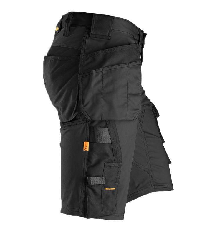 Snickers 6141 allroundwork stretch korte broek met holsterzakken zwart zijkant rechts