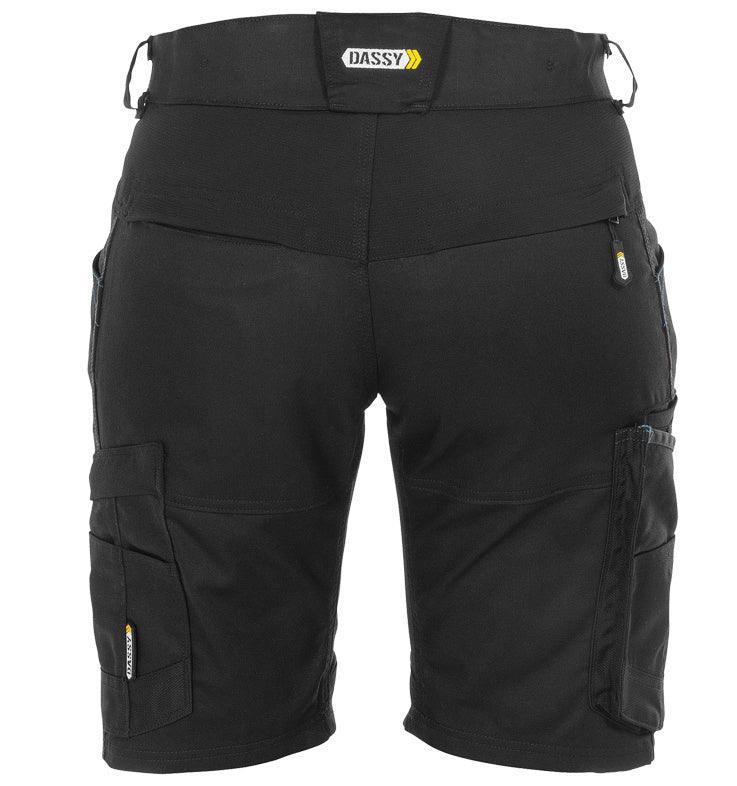 Dames stretch korte werkbroek Dassy Axis zwart achterkant