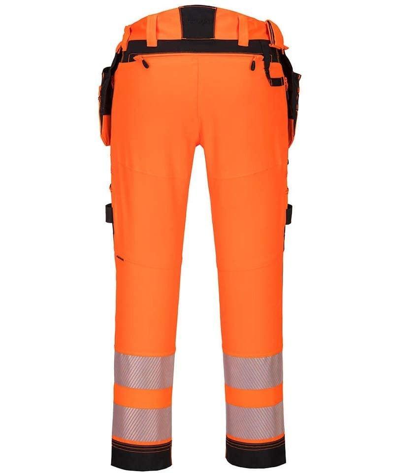 Reflecterende werkbroek 4-way stretch DX442 oranje achterkant
