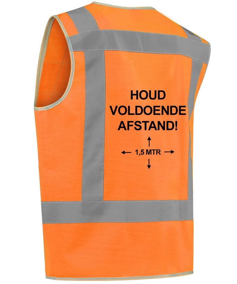 Veiligheidshesje houd afstand oranje 1,5 meter