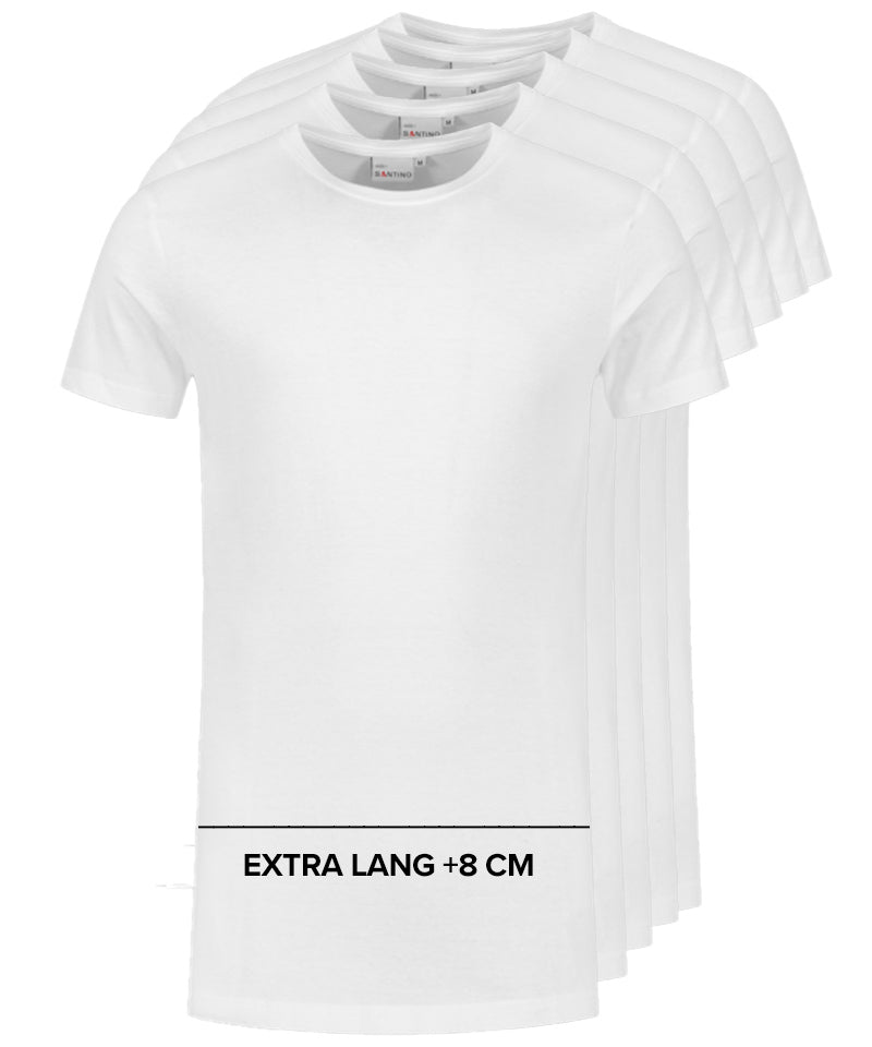Santino T-shirt extra lang Jace plus wit 5-pack