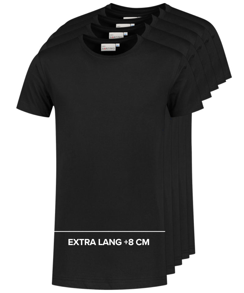 Santino T-shirt extra lang Jace plus zwart 5-pack