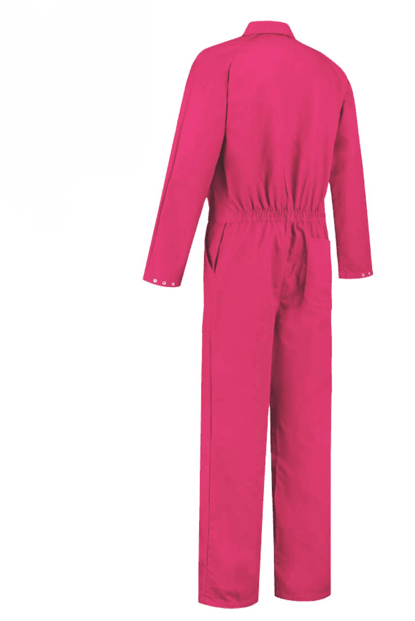 Overall Drukknoop polyester/katoen Fuchsia achterkant