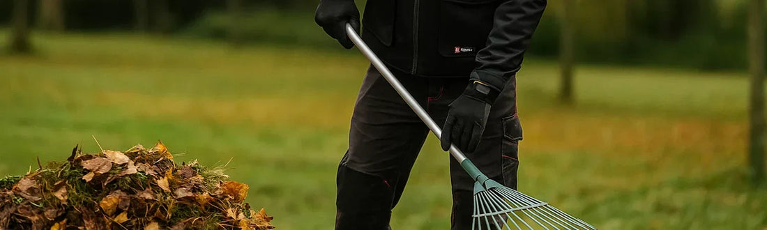 Hovenier tijdens herfst in werkkleding