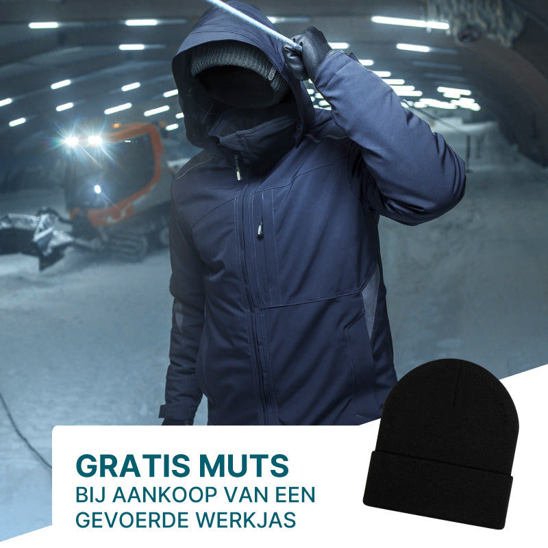 Actie gratis muts bij aankoop van een gevoerde werkjas