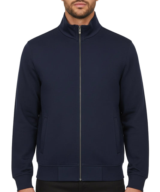 Back To Basics vest donkerblauw aan bij model