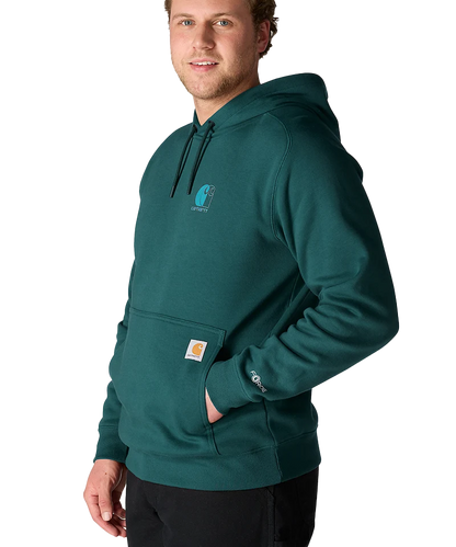 Carhartt Force hoodie groen aan foto zijkant