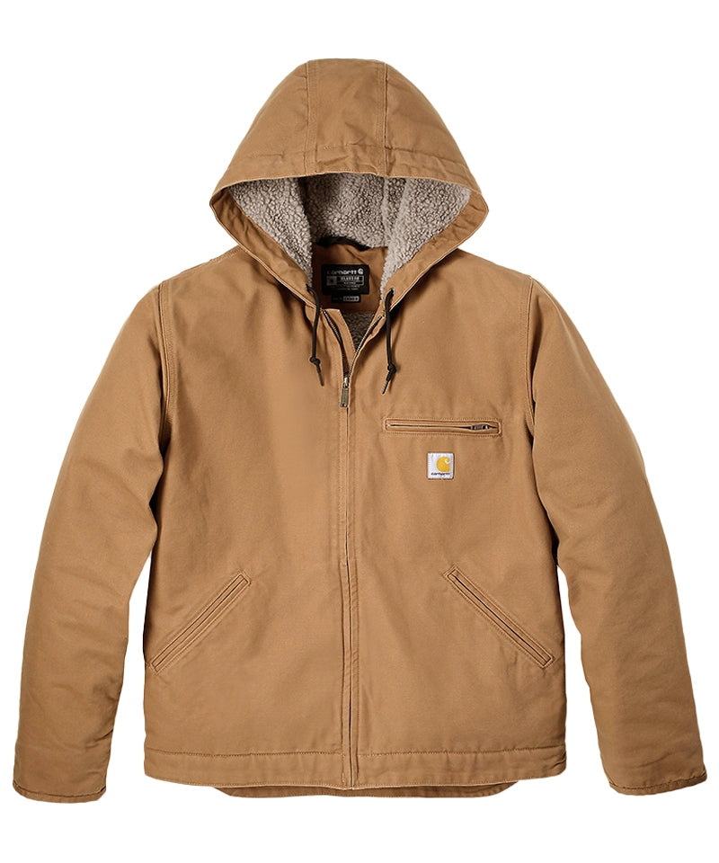 Carhartt gevoerde werkjas met capuchon 104392 bruin voorkant