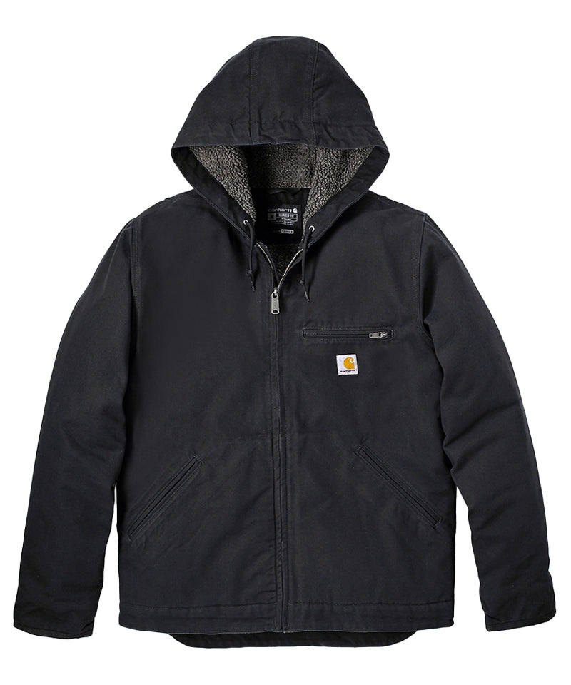Carhartt gevoerde werkjas met capuchon 104392 zwart voorkant