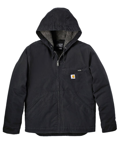 Carhartt gevoerde werkjas met capuchon 104392 zwart voorkant