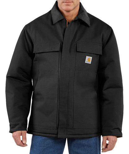 Carhartt gevoerde werkjas 106674 voorkant model aan zwart