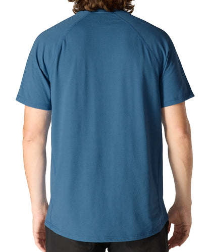 Carhartt force t-shirt met borstzak blauw relaxed fit achterkant aan