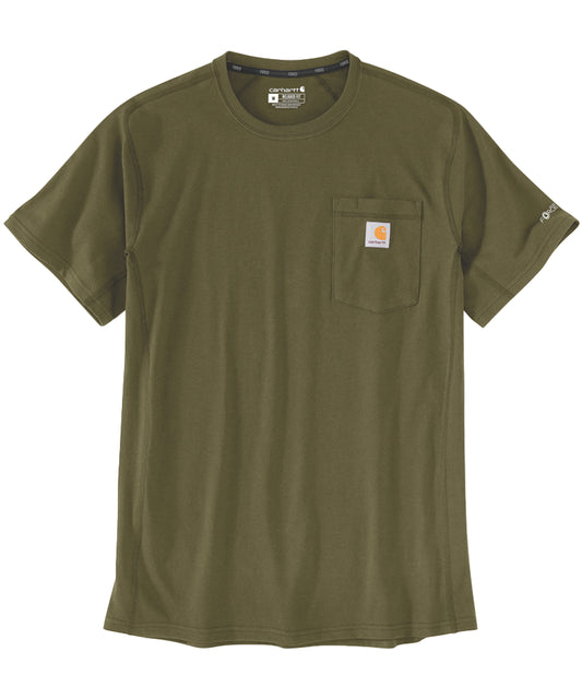 Carhartt force t-shirt met borstzak groen relaxed fit