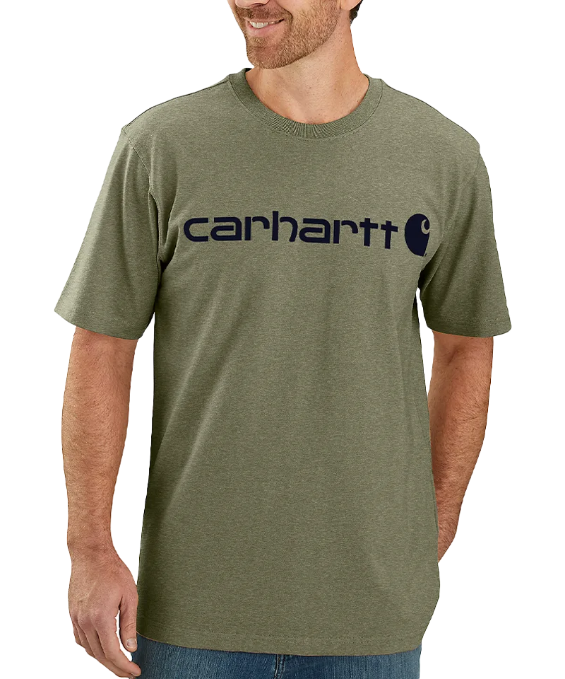 Carhartt Dearborn Relaxed Logo T-Shirt groen aan voorkant