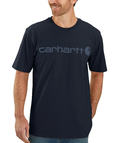 Carhartt Dearborn Relaxed Logo T-Shirt navy voorkant aan