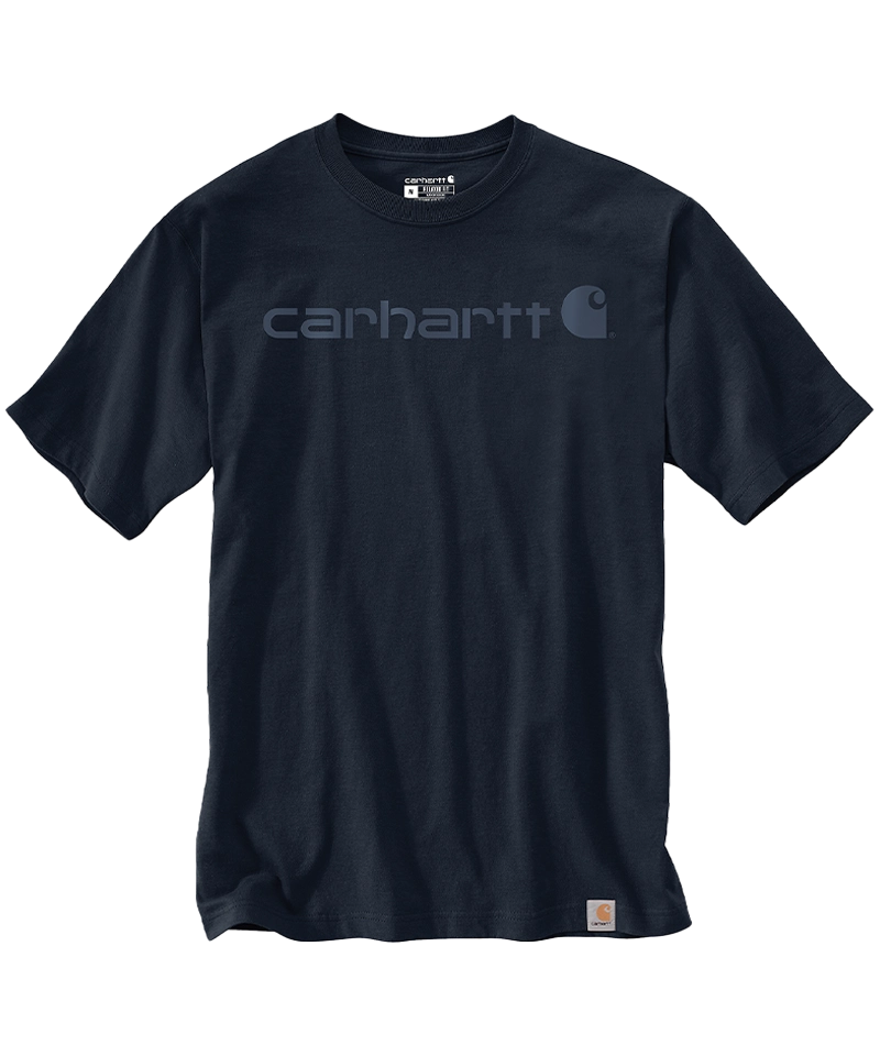 Carhartt Dearborn Relaxed Logo T-Shirt navy voorkant liggend