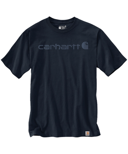 Carhartt Dearborn Relaxed Logo T-Shirt navy voorkant liggend