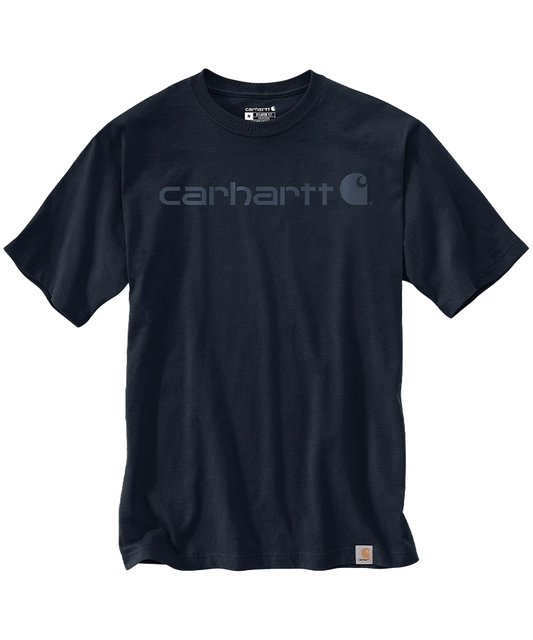Carhartt Dearborn Relaxed Logo T-Shirt navy voorkant liggend