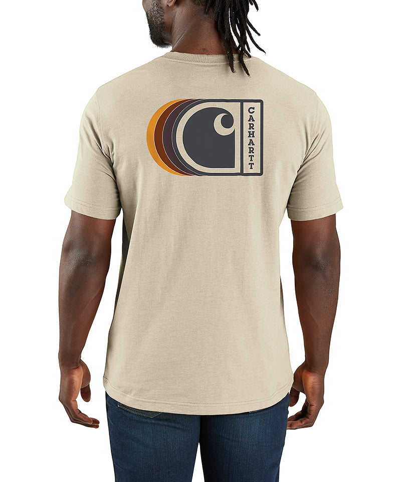 Carhartt t-shirt relaxed fit TK7048 wit achterkant aan model