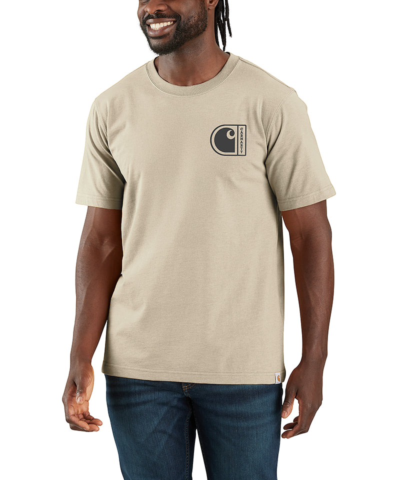 Carhartt t-shirt relaxed fit TK7048 wit voorkant aan model