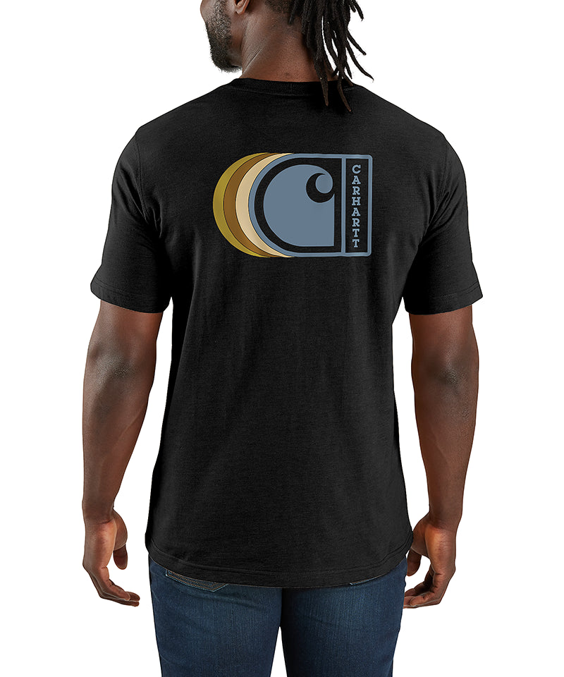 Carhartt t-shirt relaxed fit TK7048 zwart achterkant aan model