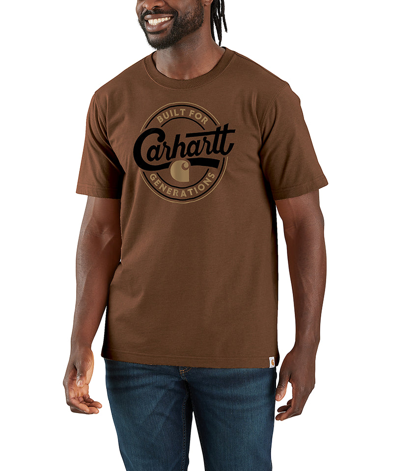 Carhartt t-shirt relaxed fit TK7049 bruin voorkant aan model