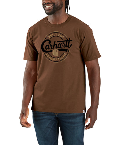 Carhartt t-shirt relaxed fit TK7049 bruin voorkant aan model