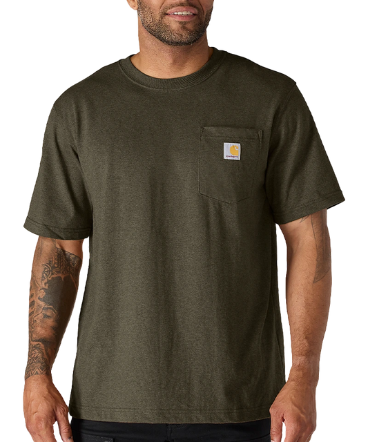 Carhartt t-shirt met borstzak K87 groen voorkant aan