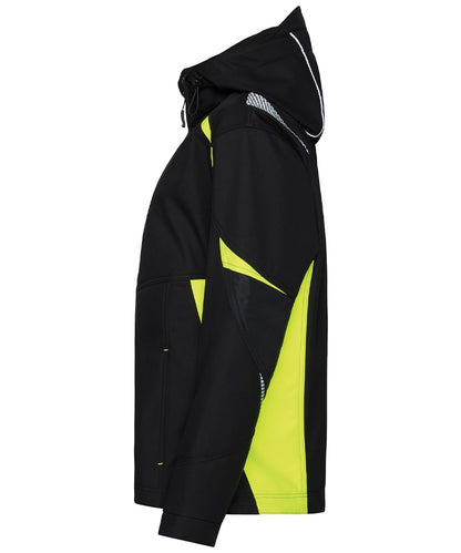 Dassy dames softshelljas Kalama zwart geel zijkant