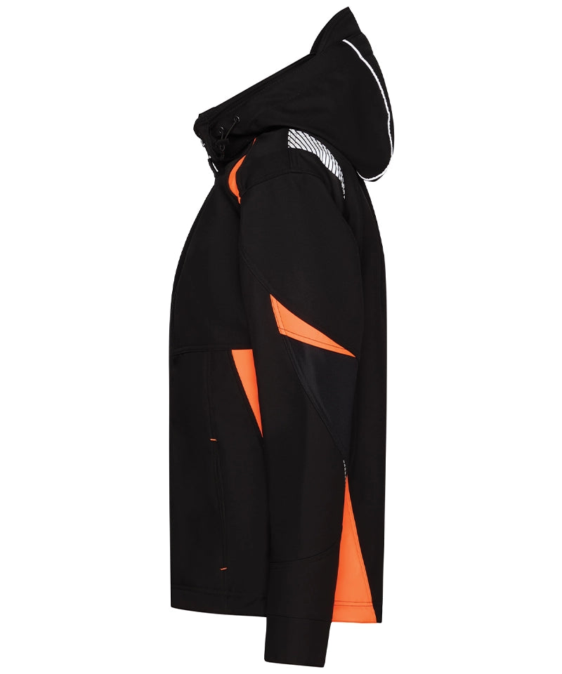 Dassy dames softshelljas Kalama zwart oranje zijkant