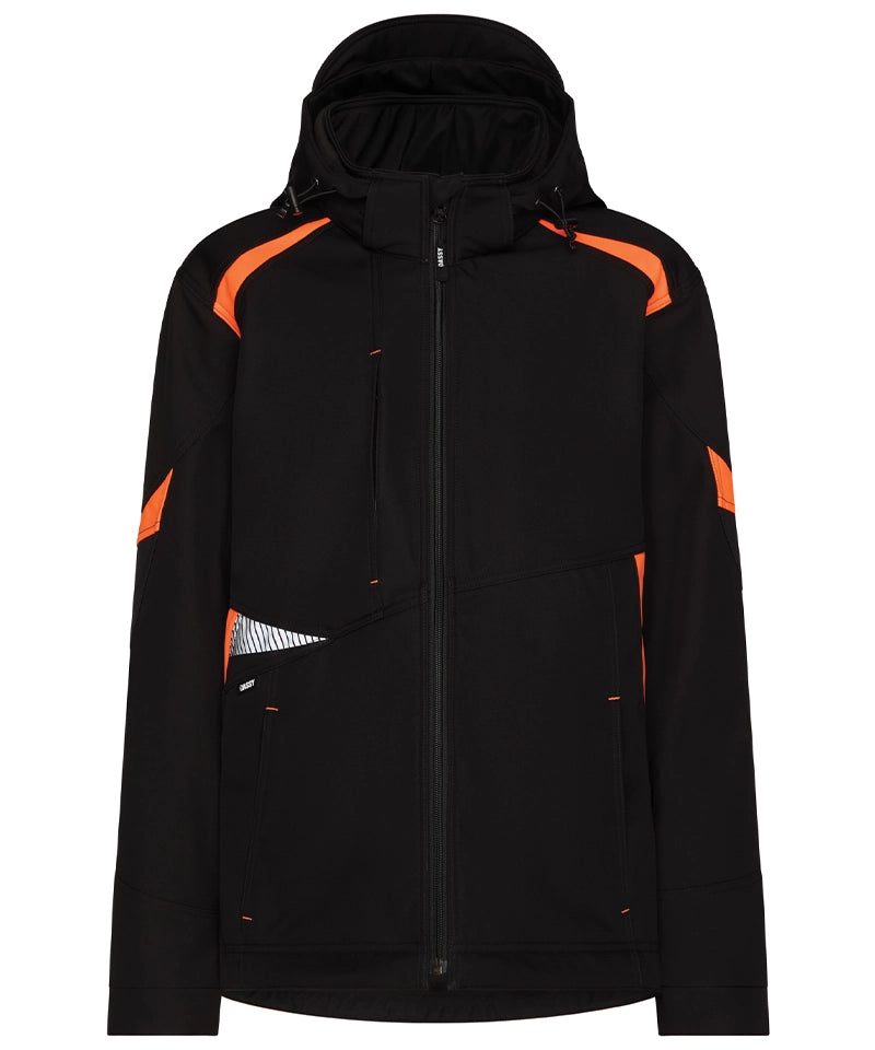 Dassy dames softshelljas Kalama zwart oranje voorkant