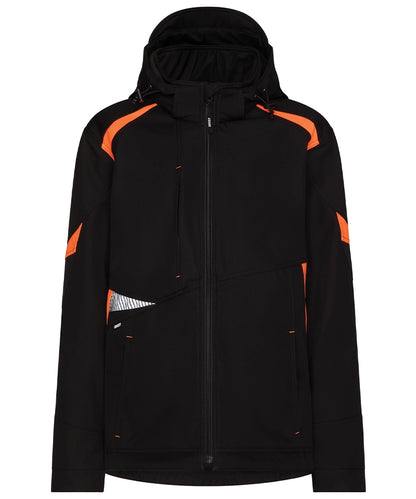 Dassy dames softshelljas Kalama zwart oranje voorkant