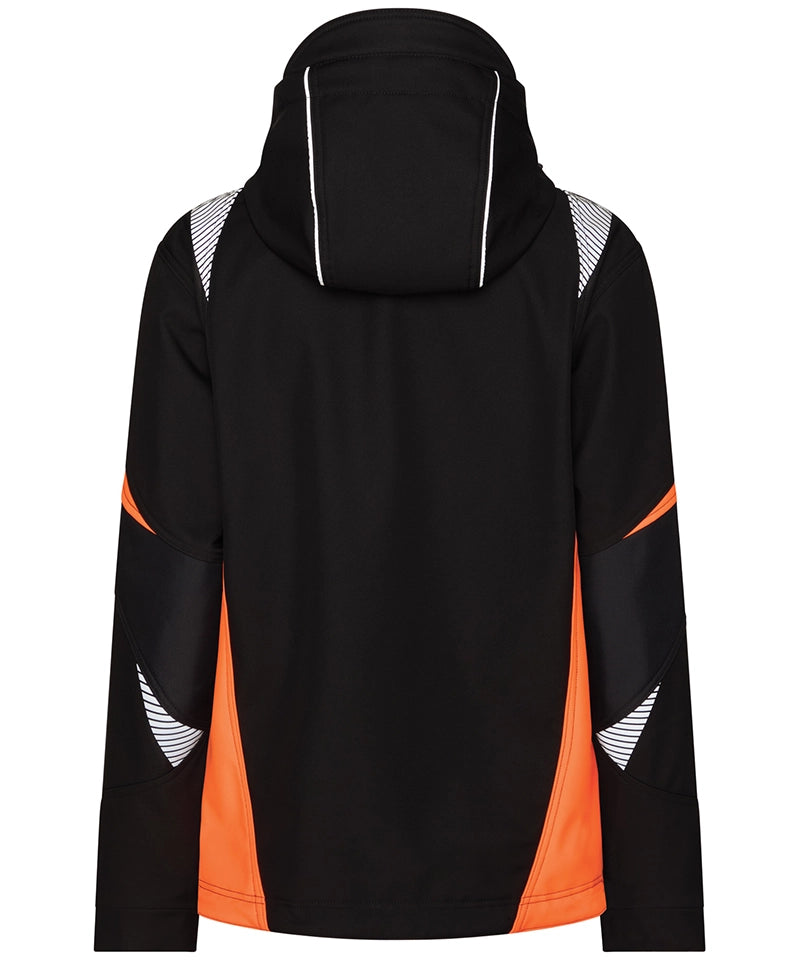 Dassy dames softshelljas Kalama zwart oranje achterkant