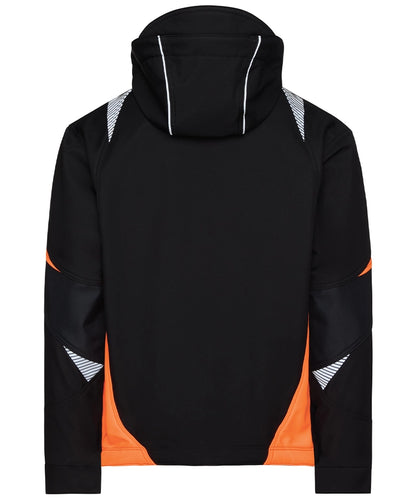 Dassy softshelljas Kalama zwart oranje achterkant
