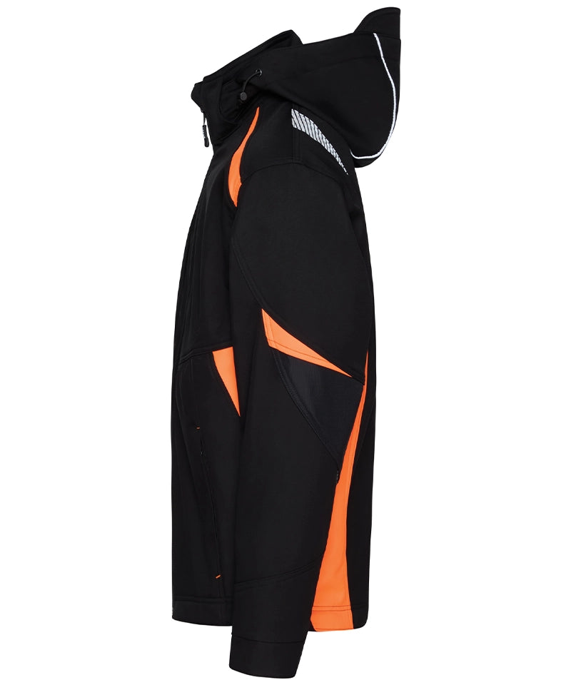Dassy softshelljas Kalama zwart oranje zijkant