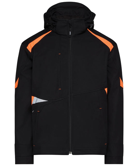 Dassy softshelljas Kalama zwart oranje voorkant