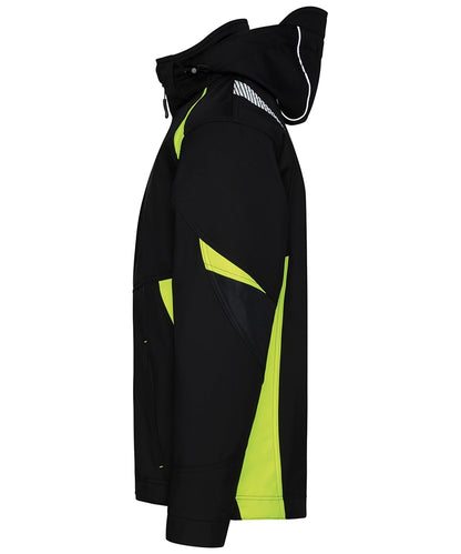 Dassy softshelljas Kalama zwart geel zijkant