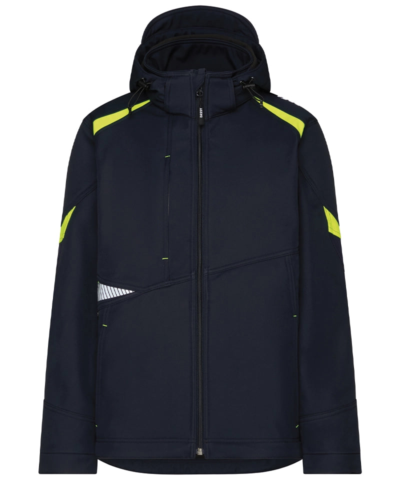 Dassy softshelljas Kalama navy geel voorkant