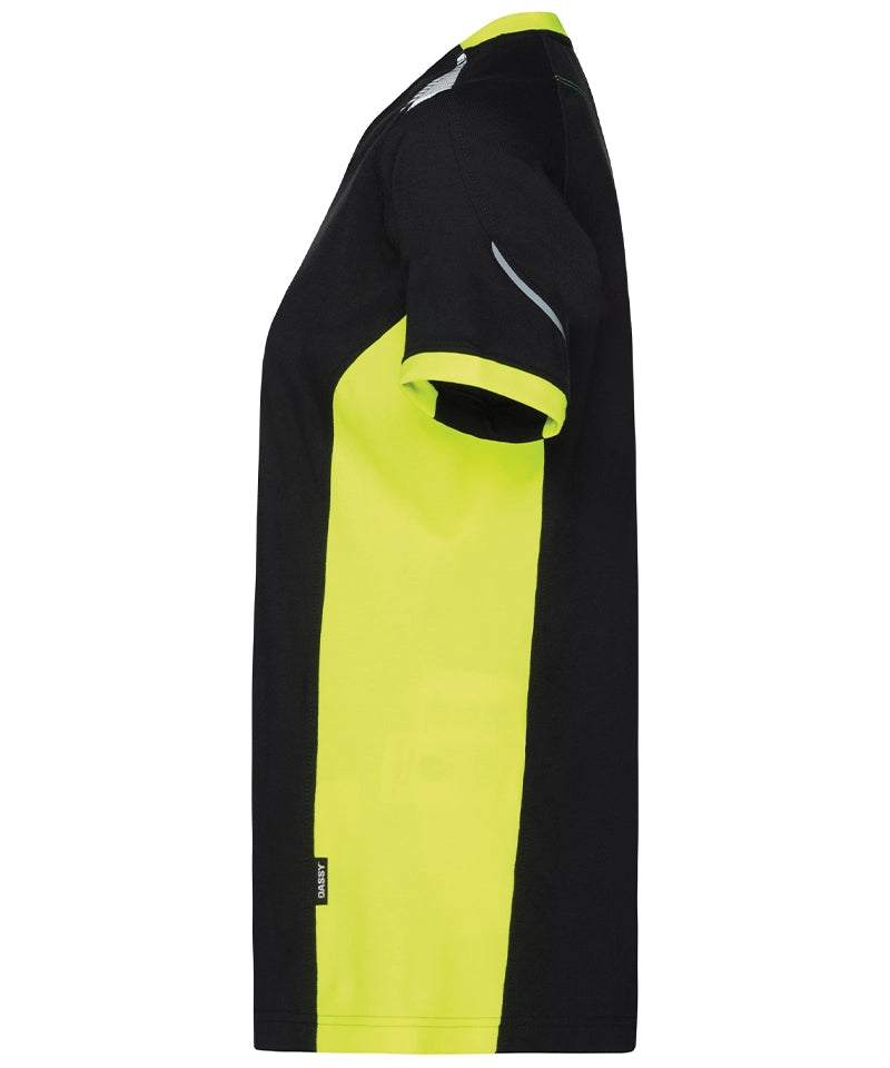 Dassy T-shirt Tampico dames zwart geel zijkant