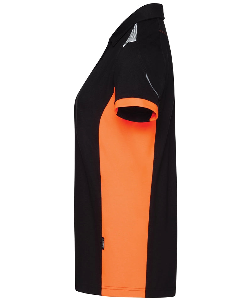 Dassy polo Veracruz zwart oranje zijkant