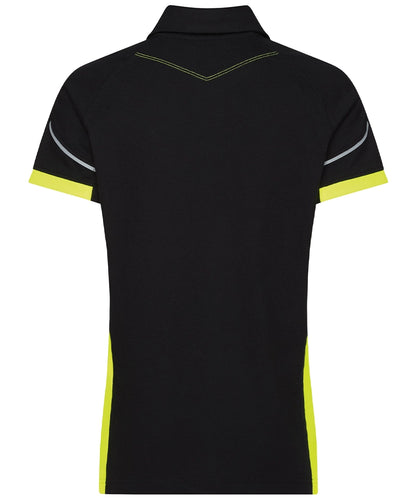 Dassy polo Veracruz dames zwart geel achterkant