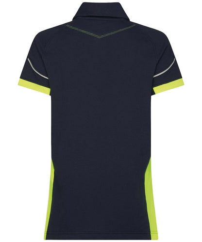 Dassy polo Veracruz dames navy geel achterkant