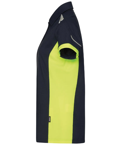 Dassy polo Veracruz dames navy geel zijkant