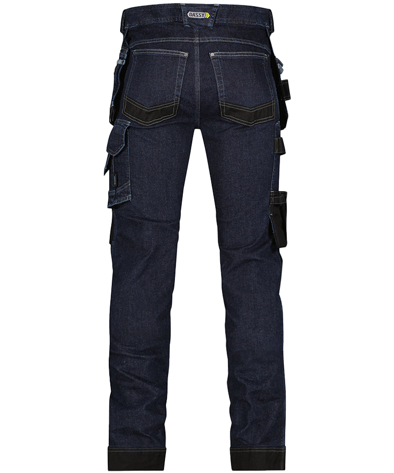 Dassy spijkerwerkbroek melbourne met voorhang zakken, achterkant