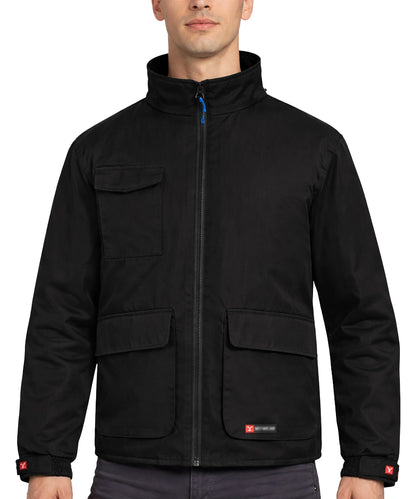 Gevoerde werkjas Renegade aan model